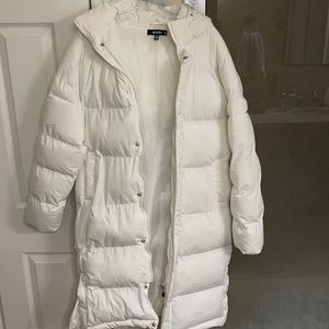 Miss guided white long puffer coat